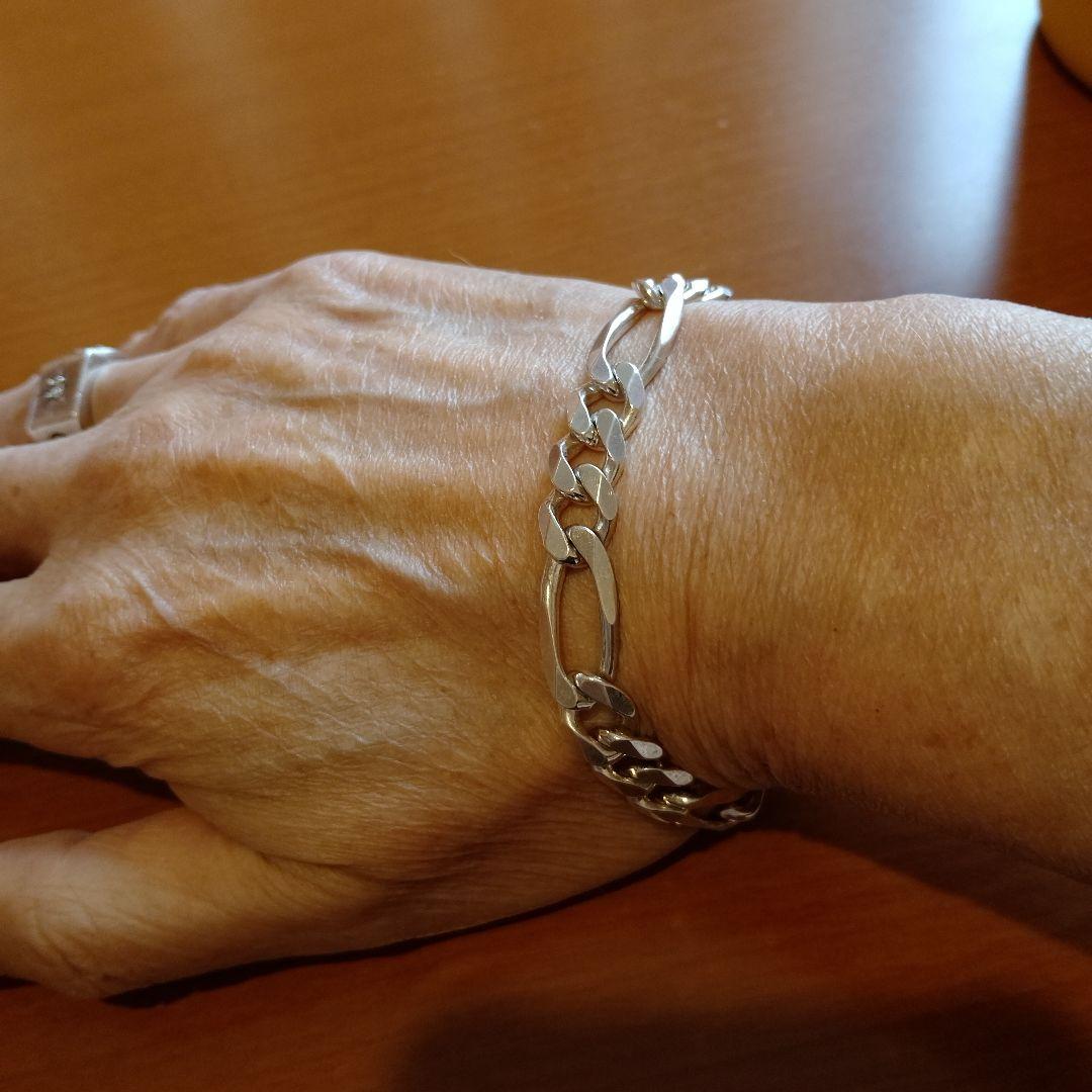 ブレスレット メンズ シルバー925 ヴィンテージ イタリア製 フィガロチェーン