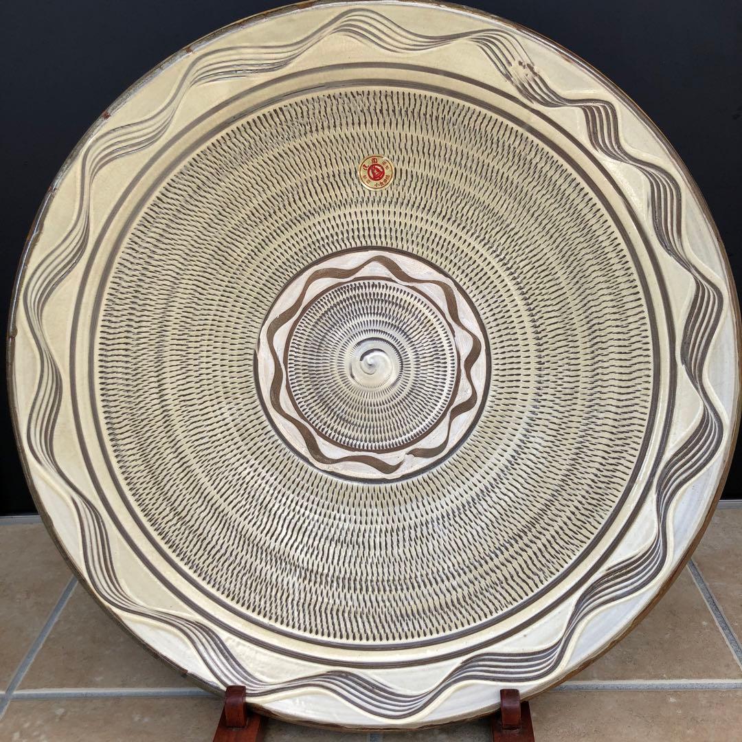 小鹿田焼　特大皿　陶芸　骨董品