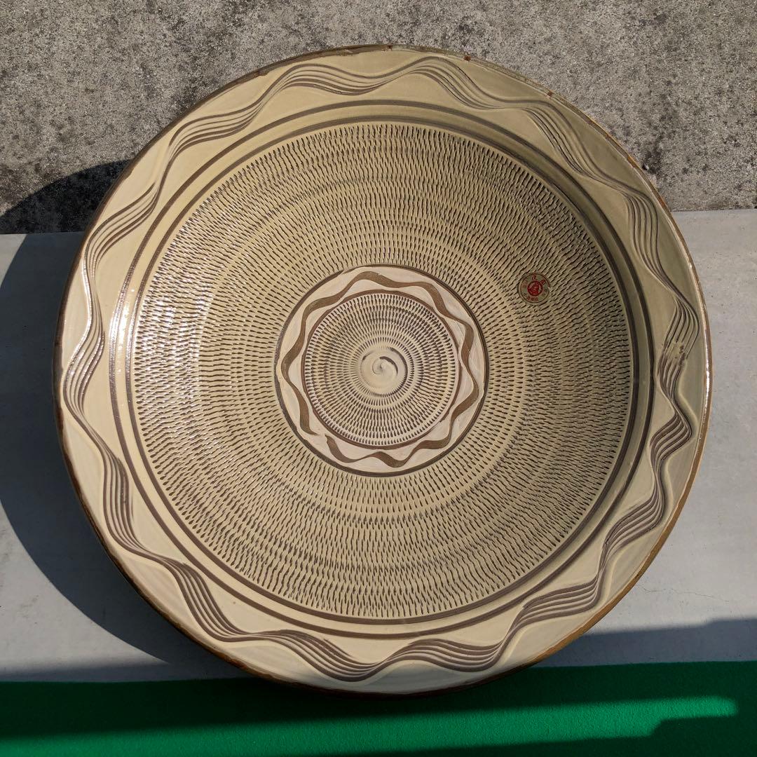 小鹿田焼　特大皿　陶芸　骨董品