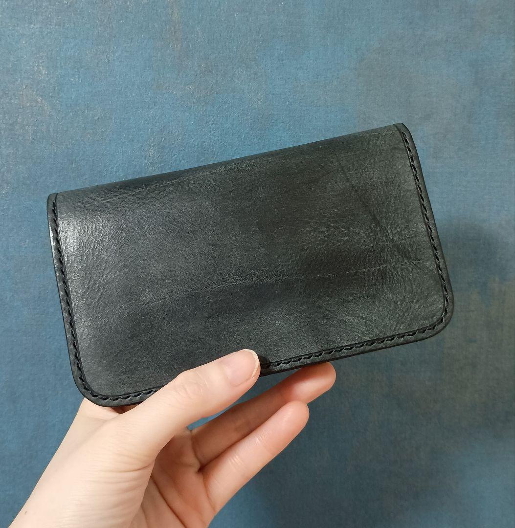 ヌメ革トラッカーウォレットミドル 3層 イタリアンレザー ハンドメイド手縫