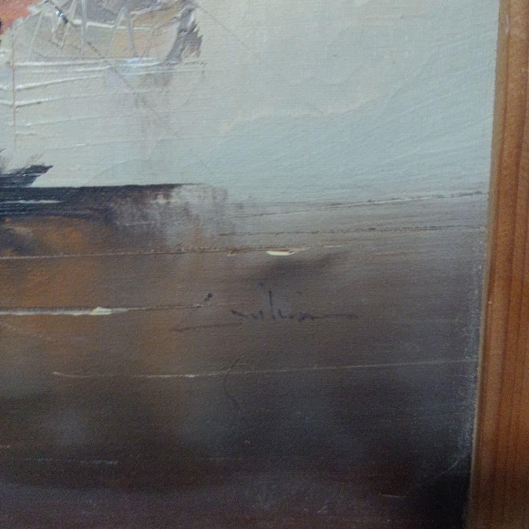 油彩画 帆船の風景