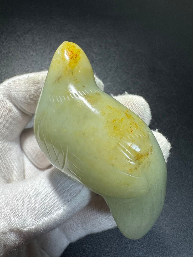 鳥漢時代 和田玉 紋彫り件 時代物 中国古美術 本玉 置物 古玩 旧家蔵出し