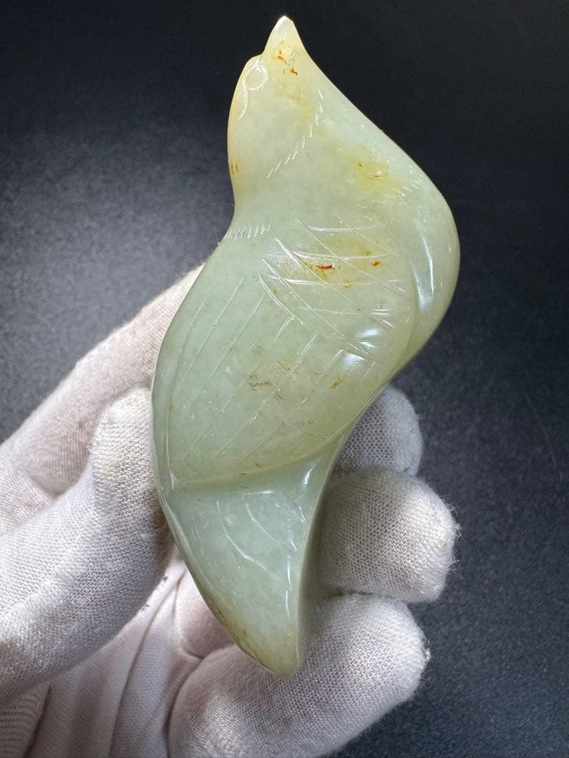 鳥漢時代 和田玉 紋彫り件 時代物 中国古美術 本玉 置物 古玩 旧家蔵出し