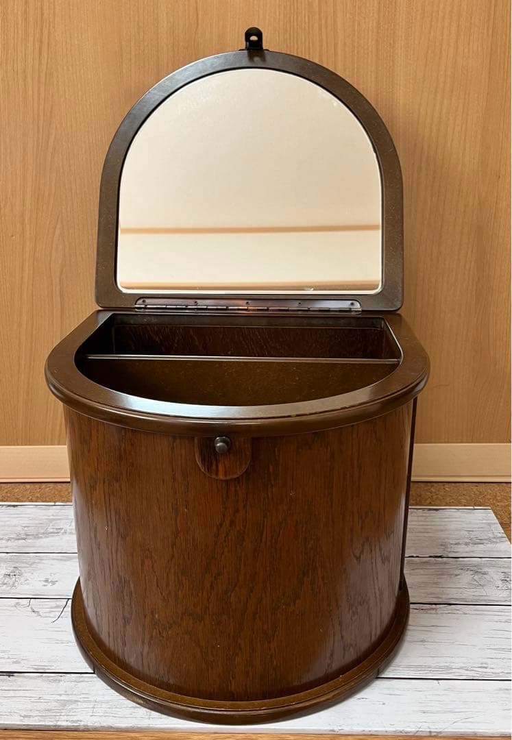 メイクボックス　鏡つき　木製