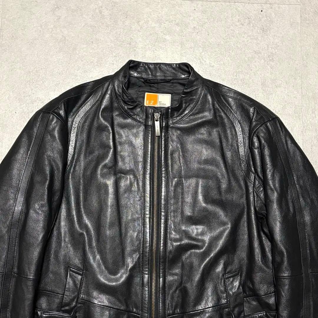 E.Z. BY ZEGNA ゼニア　レザージャケット ライダース　ブルゾン　L