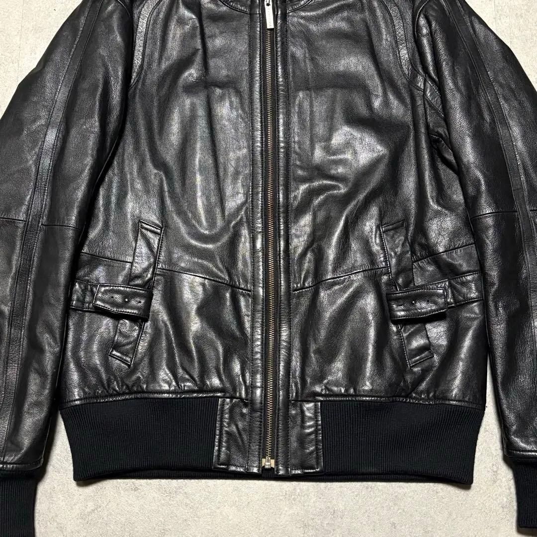 E.Z. BY ZEGNA ゼニア　レザージャケット ライダース　ブルゾン　L