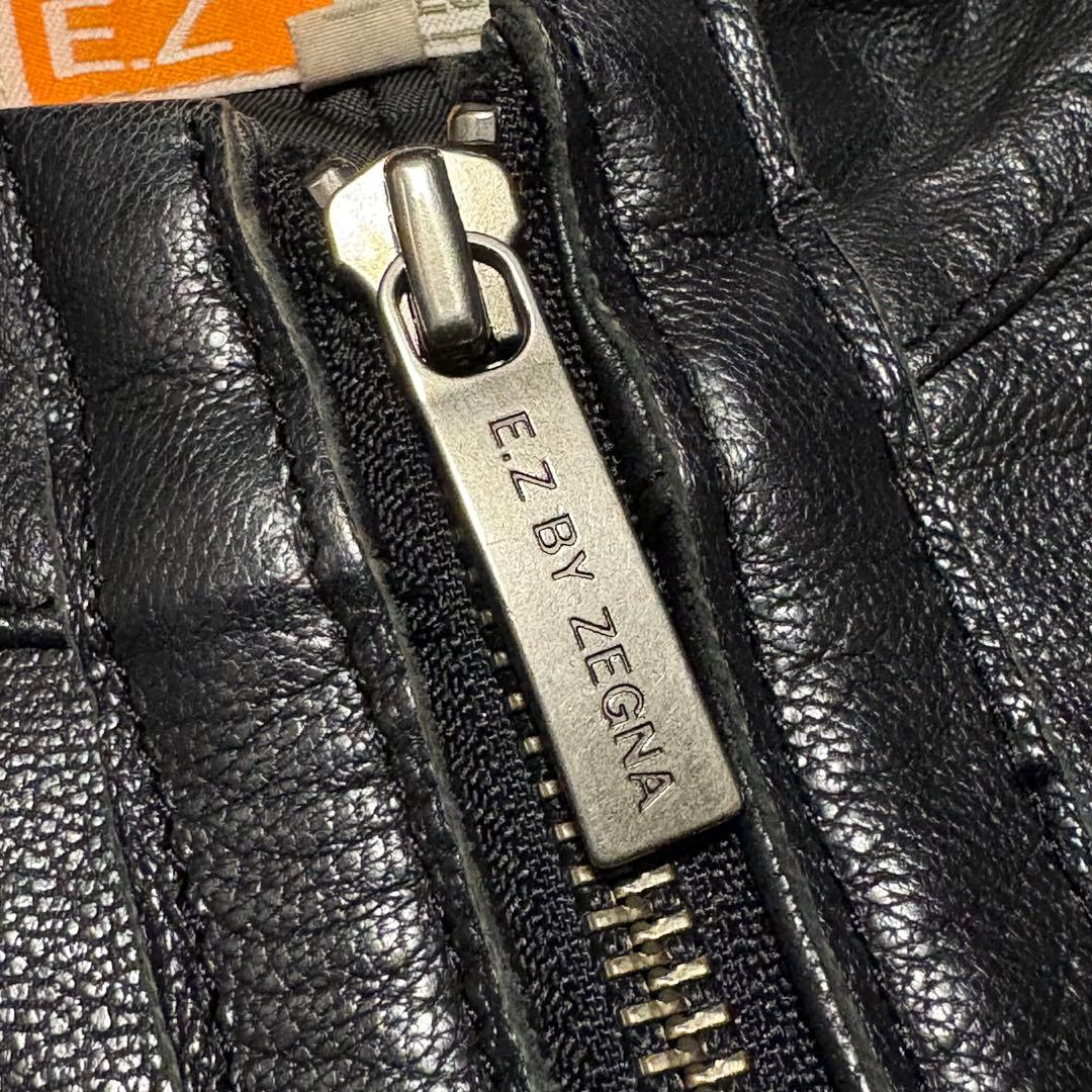 E.Z. BY ZEGNA ゼニア　レザージャケット ライダース　ブルゾン　L