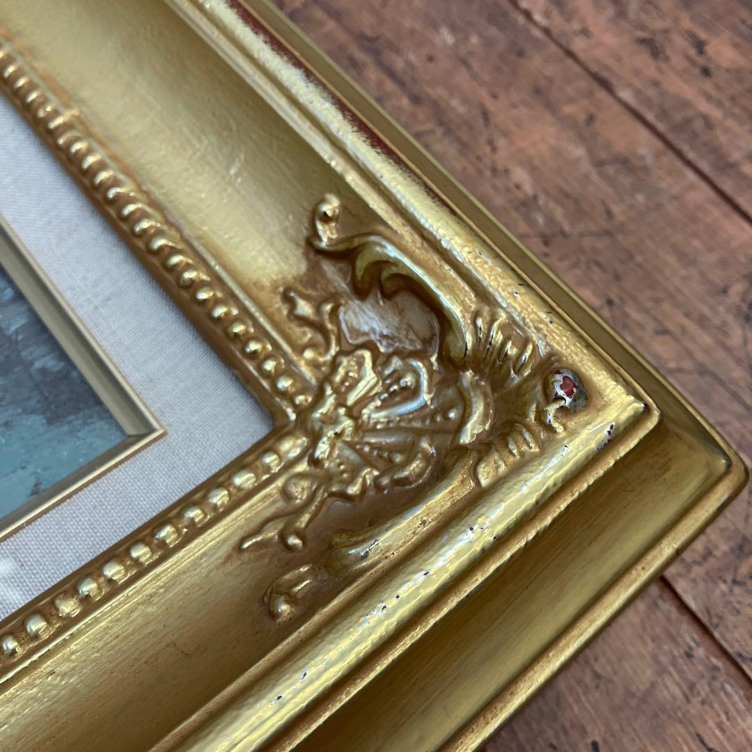 アンティーク 油絵 油彩画 風景画 街並み 町並み 絵画 額縁 額 額装