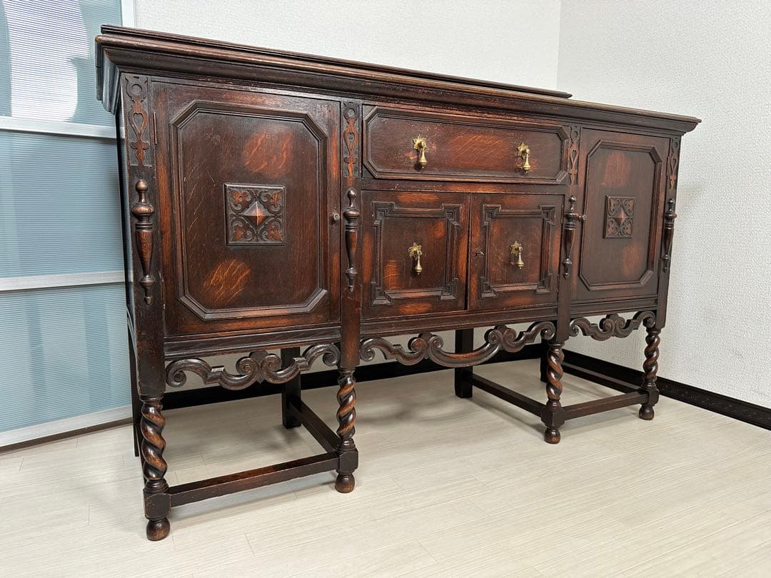 英国 イギリス アンティーク サイドボード キャビネット ツイストレッグ i0※