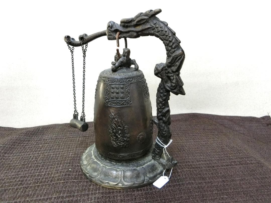 小振りで希少！【茶道具　喚鐘　合図鐘青銅　吊り鐘・E14】★インテリア　美術工芸