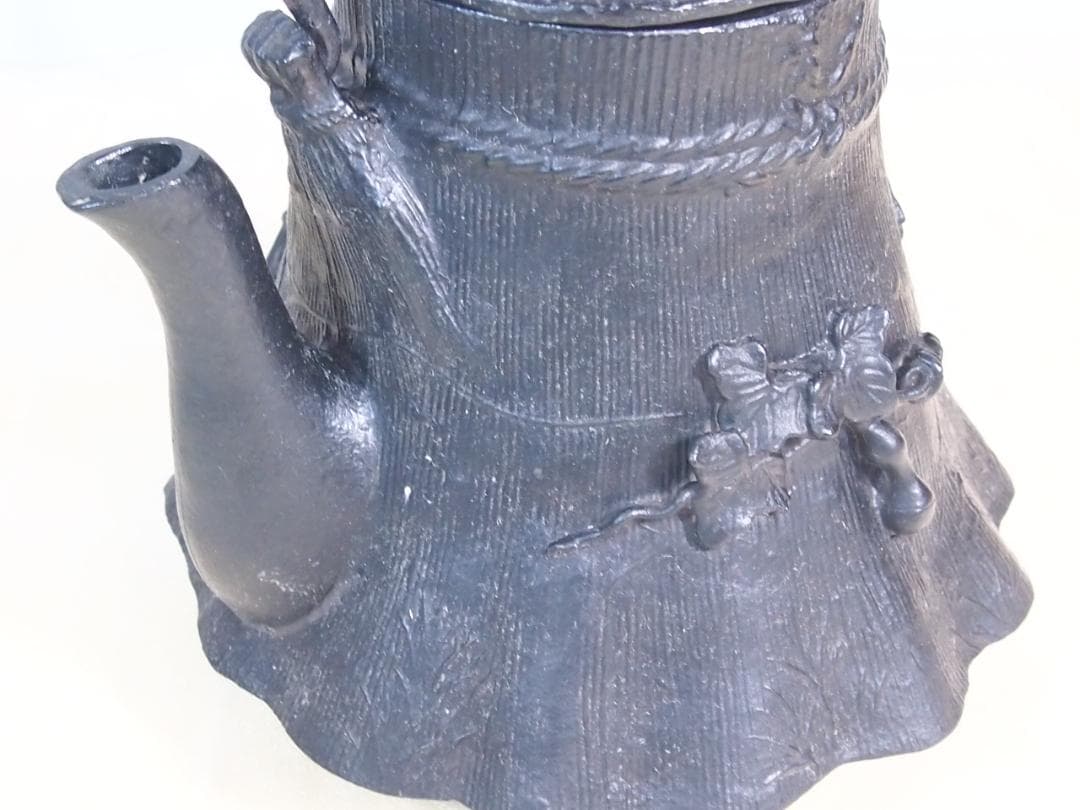 【未使用】大峰造 蝋型 農村田舎文様 鉄瓶 富士型 合掌造り/白川郷 金属工芸