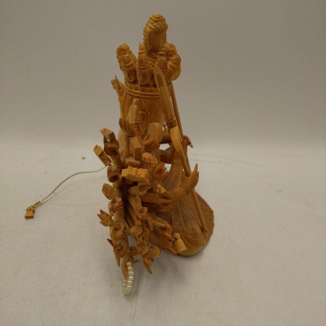 木彫　木製　千手観音　八角台座　置物　オブジェ　アンティーク　美術品