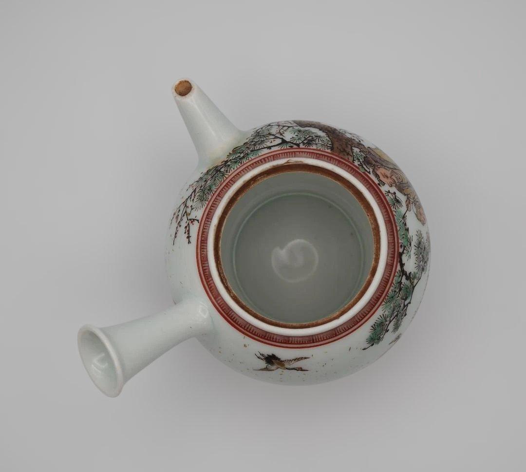 初代 水越与三兵衛 与三造 赤金入り 色絵 急須 共箱共布