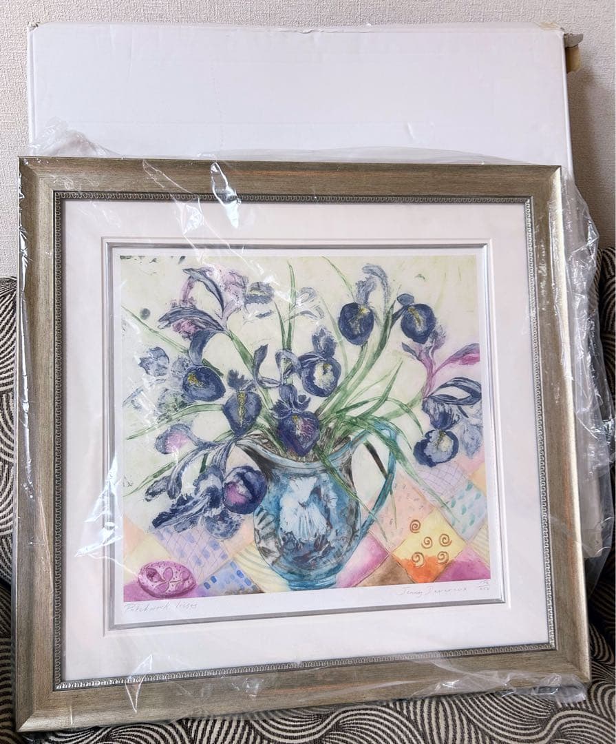 Patchwork Iris by Jenny Parson アートフレーム付き