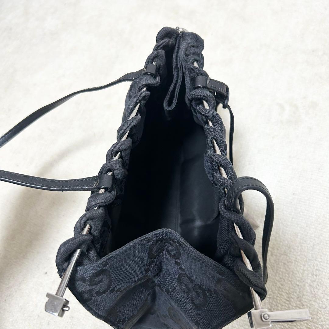 希少　グッチ　GUCCI ハンドバッグ　アクセサリーポーチ　ジャンボGG 黒