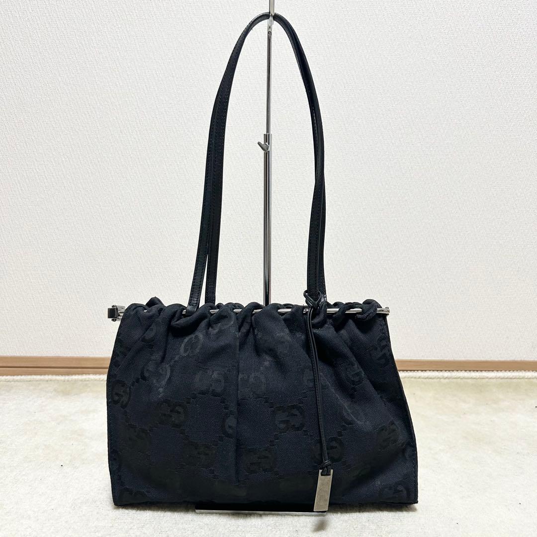 希少　グッチ　GUCCI ハンドバッグ　アクセサリーポーチ　ジャンボGG 黒