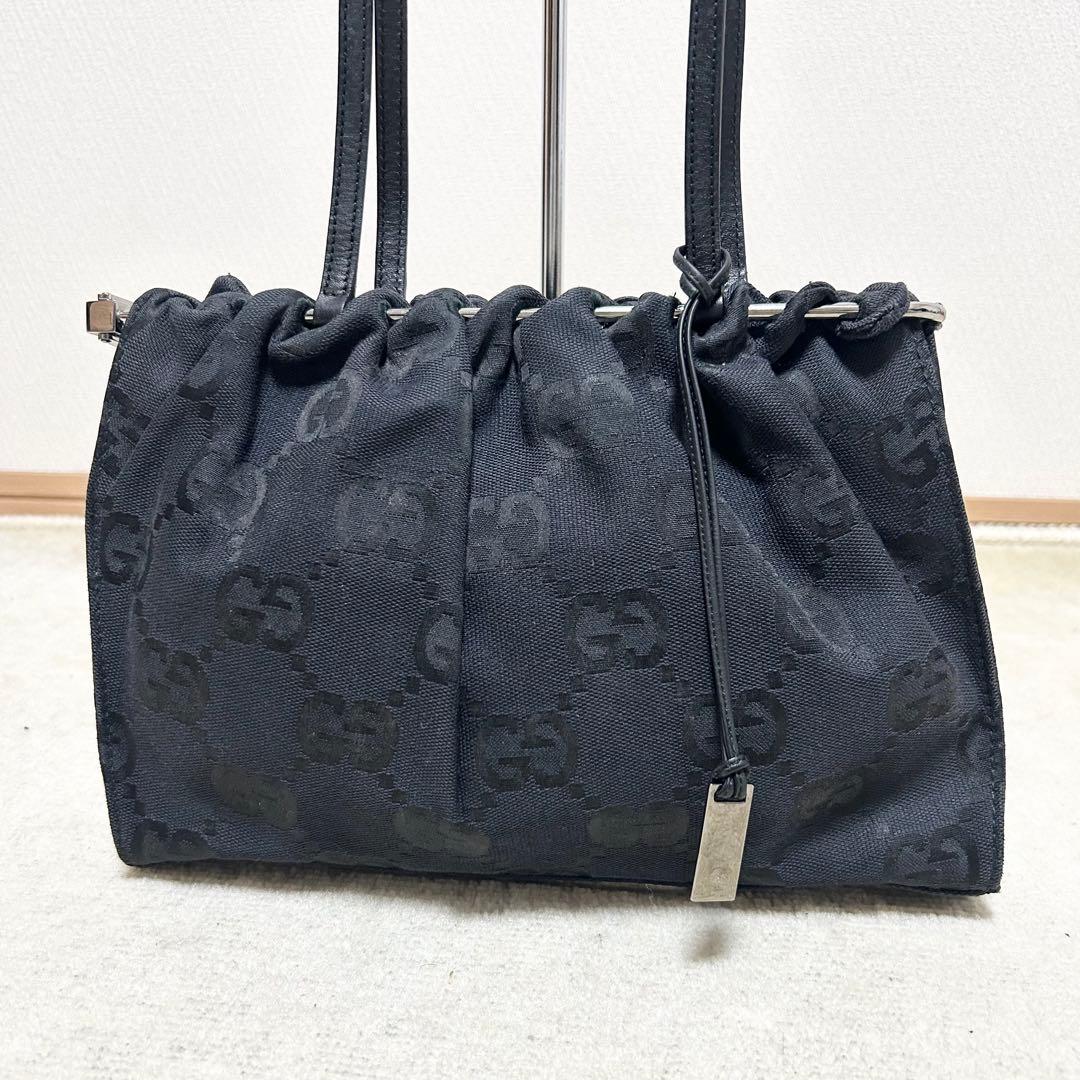 希少　グッチ　GUCCI ハンドバッグ　アクセサリーポーチ　ジャンボGG 黒