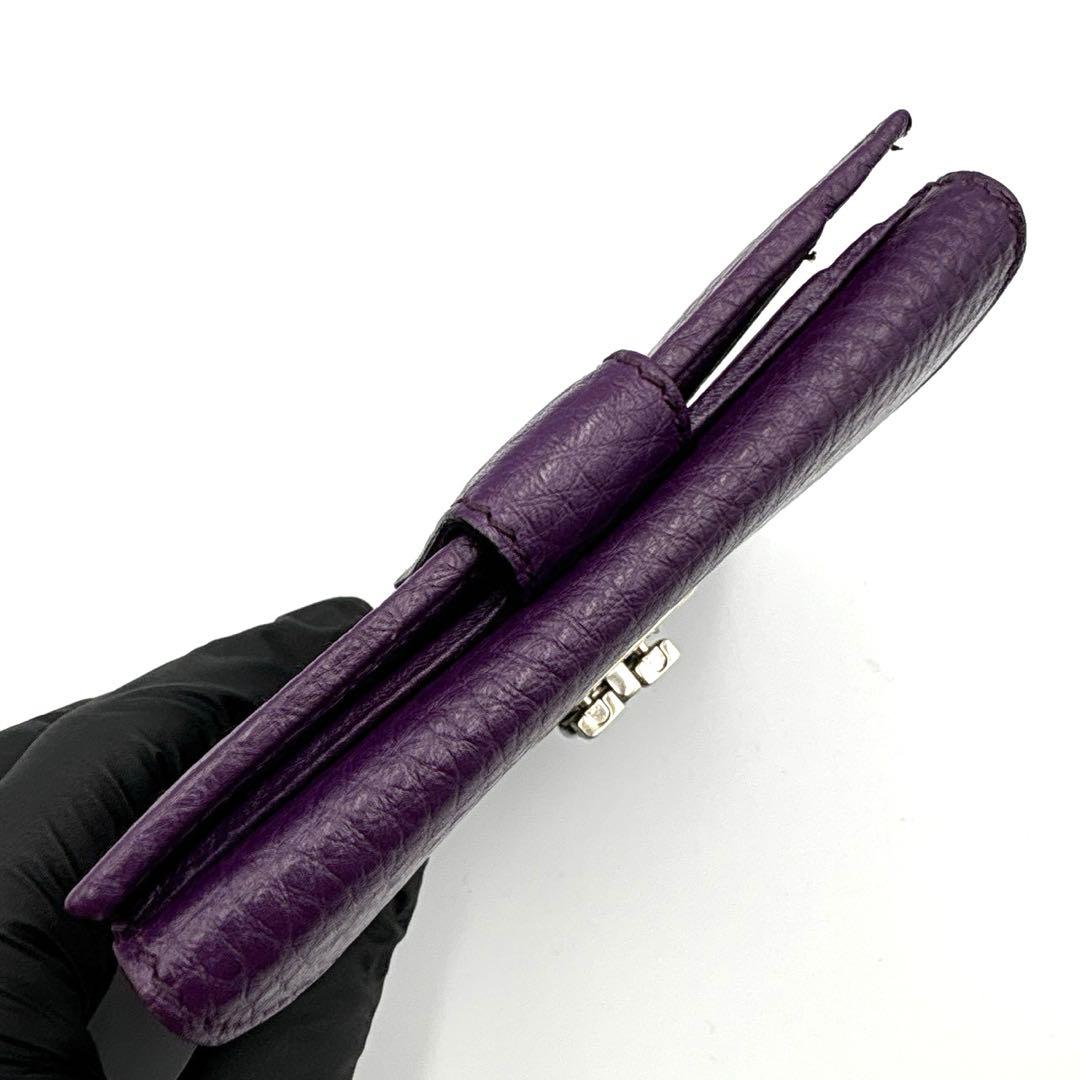 【極美品】 フェラガモ ガンチーニ 折り財布 パープル 紫 レザー 箱付