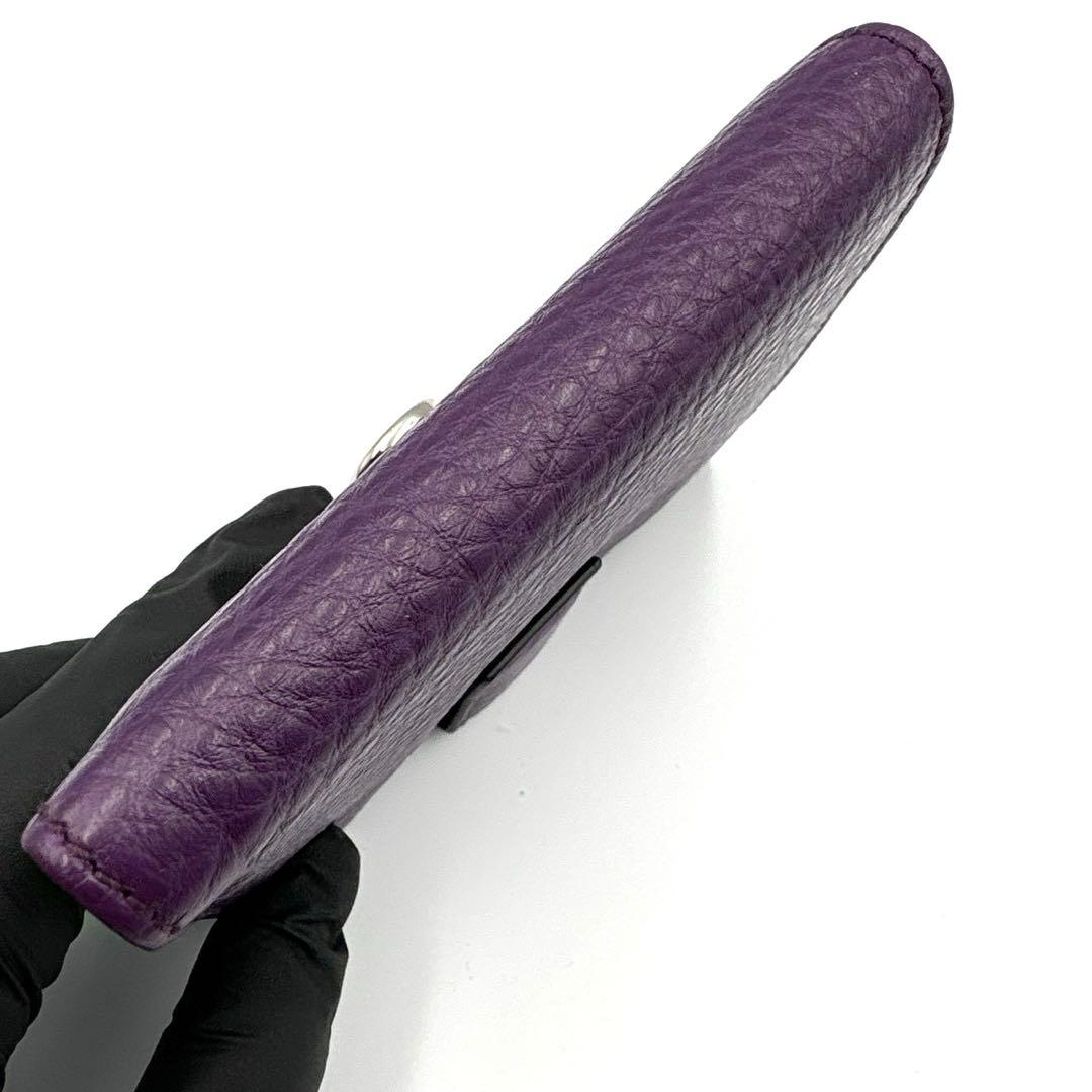 【極美品】 フェラガモ ガンチーニ 折り財布 パープル 紫 レザー 箱付