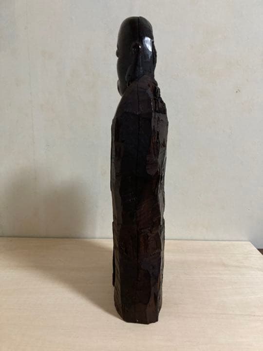 達磨大師　大型37cm 木彫り　彫刻　骨董品　和　アンティーク　古道具　ヒビあり