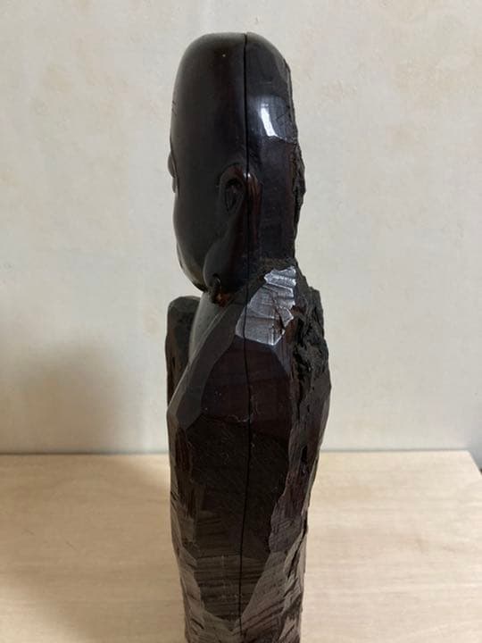 達磨大師　大型37cm 木彫り　彫刻　骨董品　和　アンティーク　古道具　ヒビあり