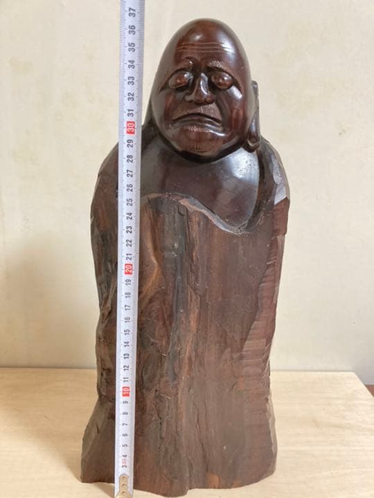 達磨大師　大型37cm 木彫り　彫刻　骨董品　和　アンティーク　古道具　ヒビあり