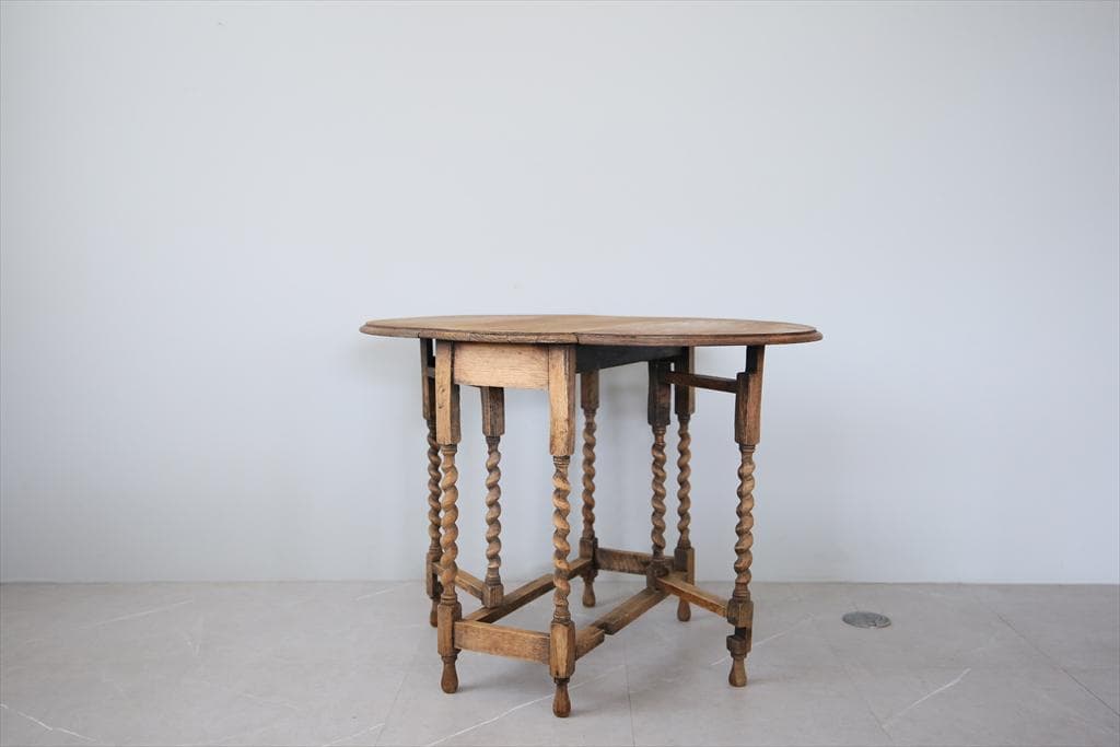 英国アンティーク木製ゲートレッグテーブル/ダイニング机バタフライ(89-172)