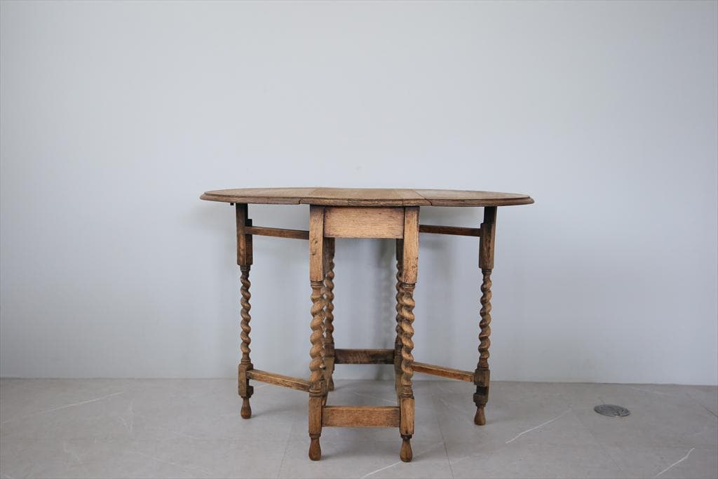 英国アンティーク木製ゲートレッグテーブル/ダイニング机バタフライ(89-172)