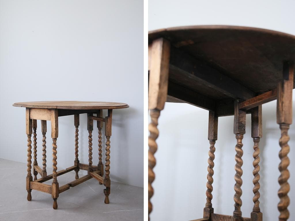 英国アンティーク木製ゲートレッグテーブル/ダイニング机バタフライ(89-172)