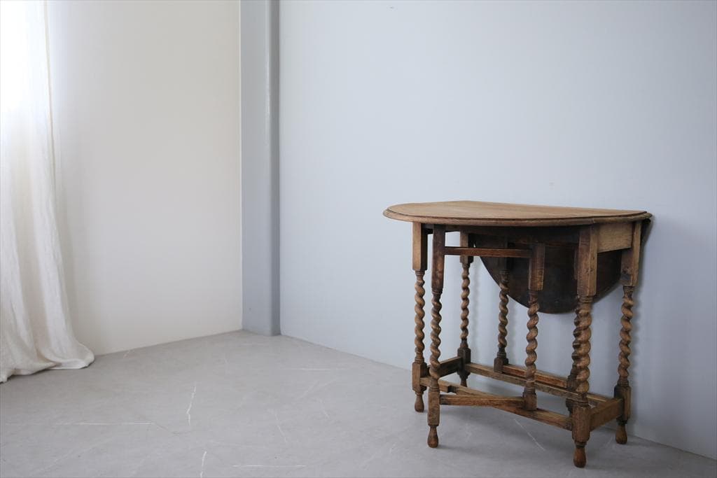 英国アンティーク木製ゲートレッグテーブル/ダイニング机バタフライ(89-172)