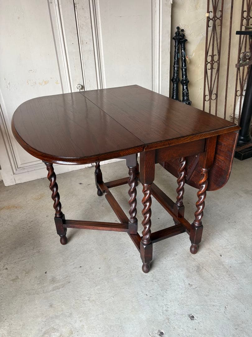 ゲートレッグテーブル/オーク/スピンドルレッグ