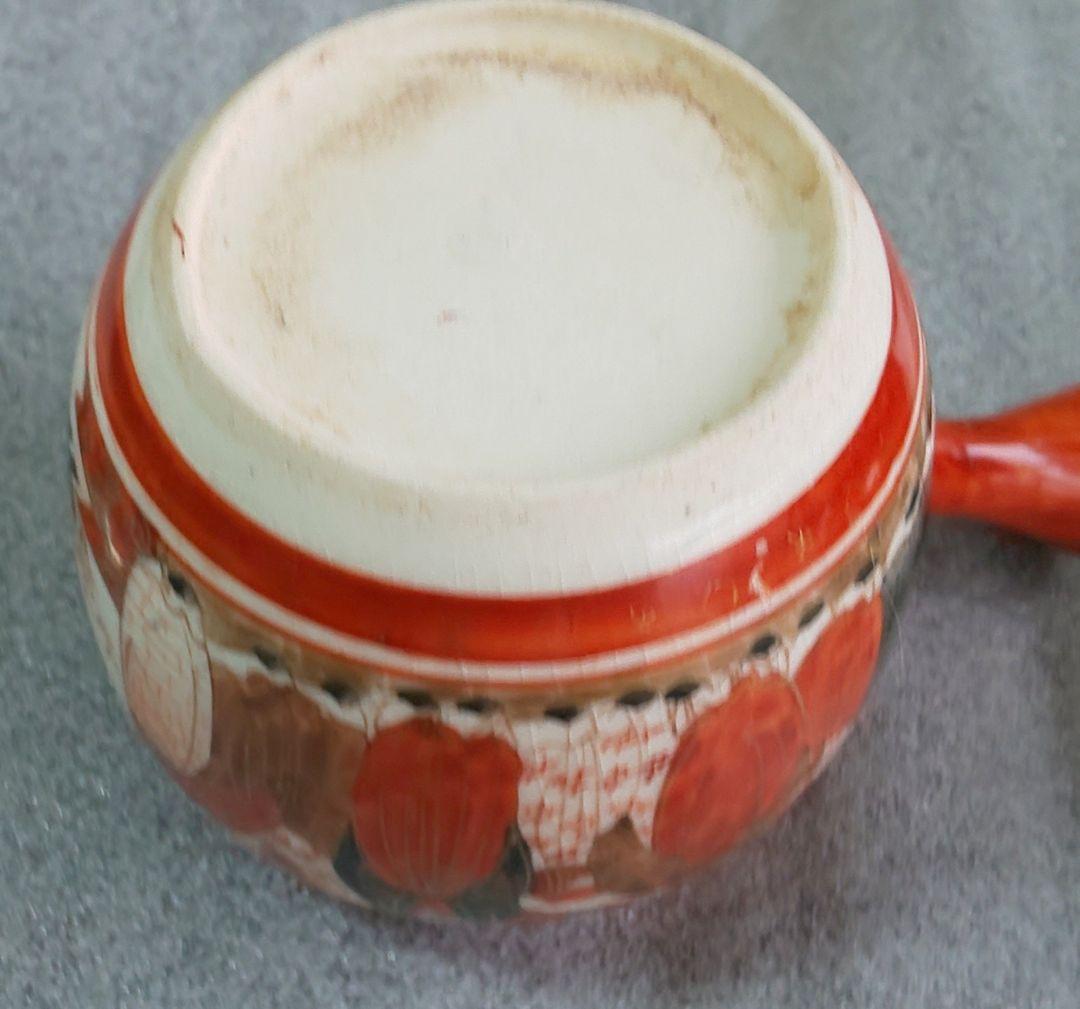 古九谷焼 茶器揃 六点一式 金彩絵巻陶器製急須と茶碗