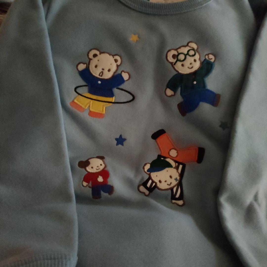 ファミリア水色 クマアップリケ トレーナー