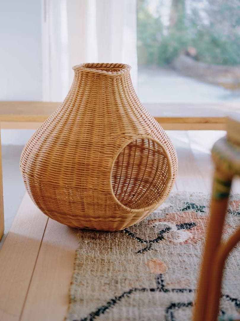 オルネコ　ガーリックネコハウス　ラタン　クッション付