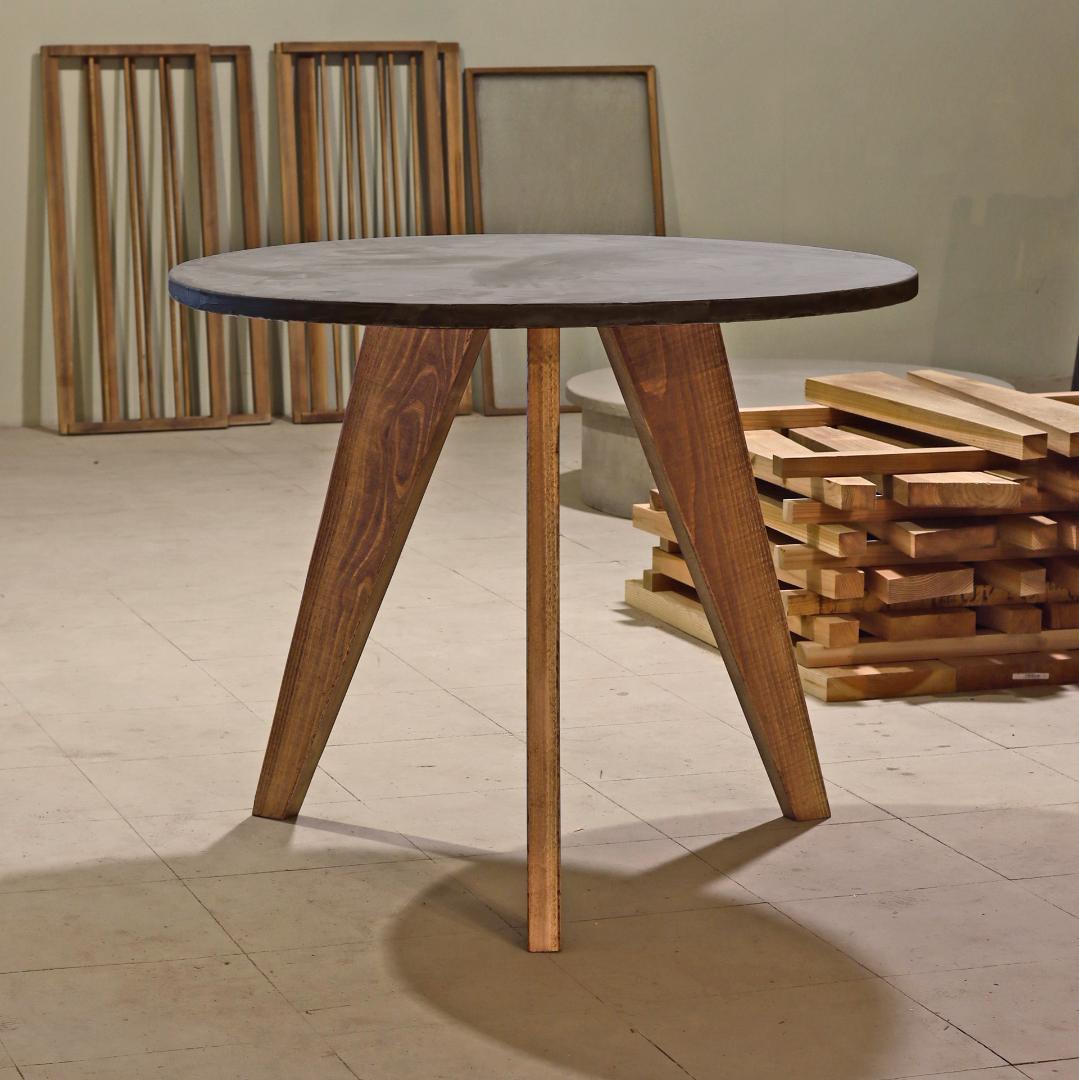 オーダー専用｜円形｜ラウンドテーブル｜ミディアムグレー｜薄塗りモルタル