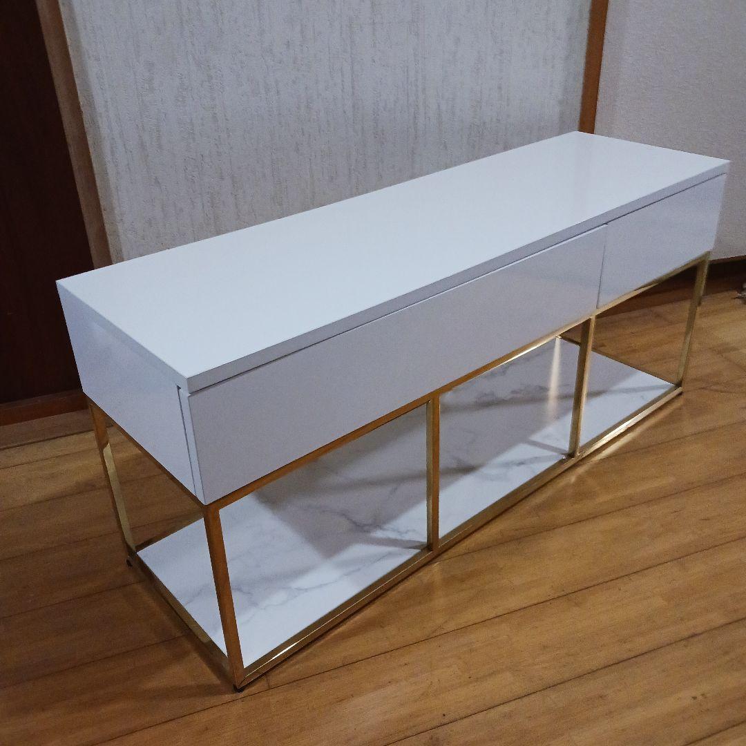 T1265☆美品☆フランフラン　レーヌ　TV台　ゴールドフレーム　大理石調