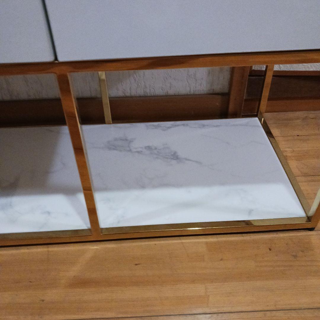 T1265☆美品☆フランフラン　レーヌ　TV台　ゴールドフレーム　大理石調