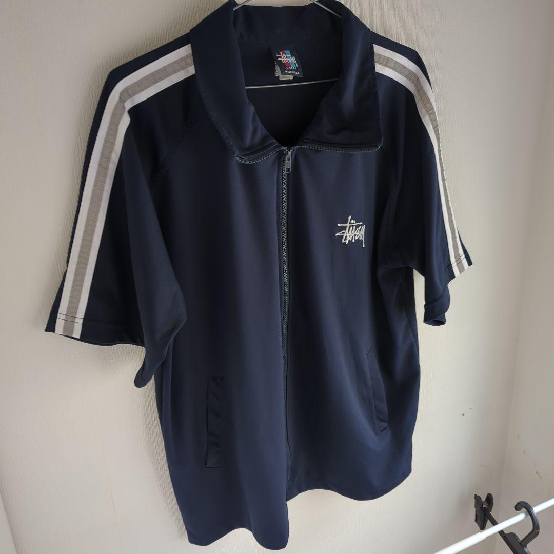 STUSSY ジャ―ジ　半袖　美品　ネイビー　ＵＳＡ製　Lサイズ