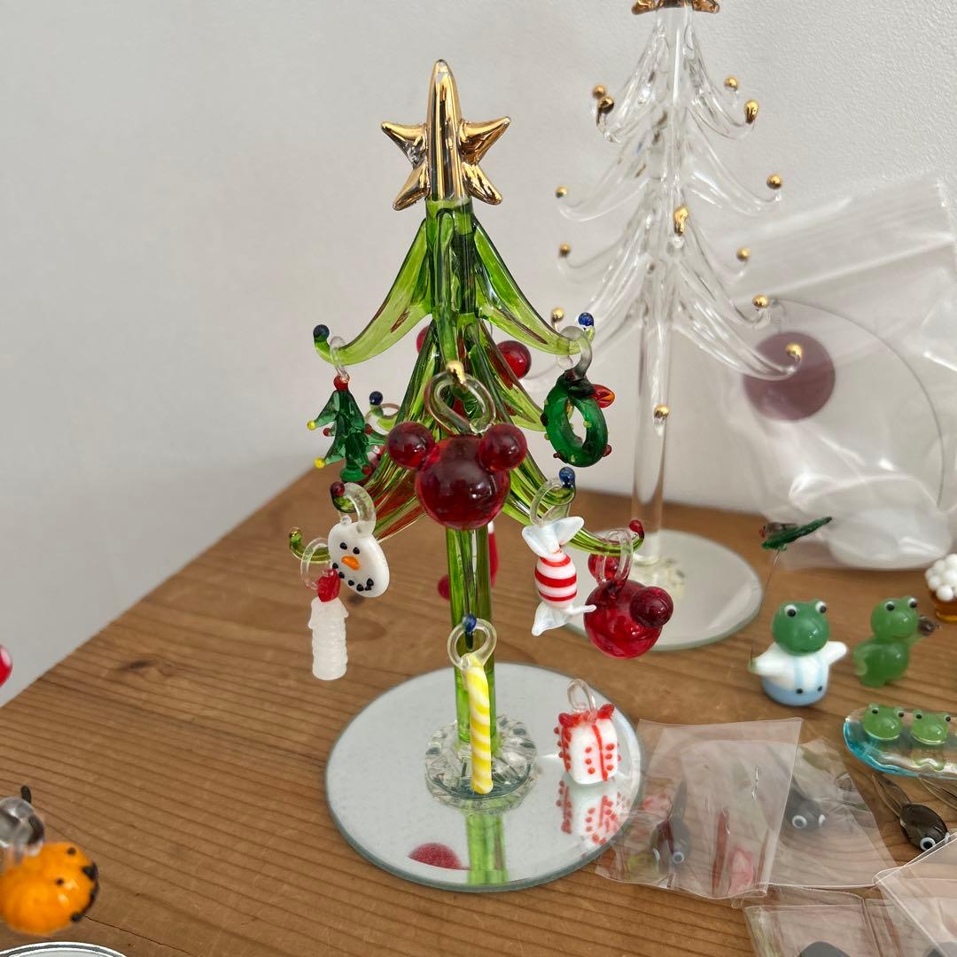 ガラス細工　新品　クリスマス　ツリー　ハロウィン　ダルマ　ひなまつり　ミニチュア