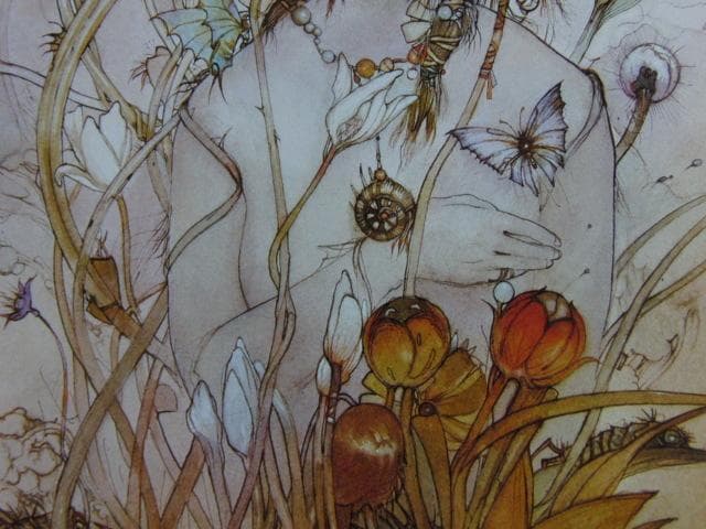 天野喜孝、【初夏】、希少な大判額装用画集より、新品額装付