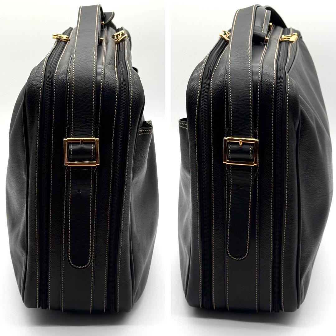 dunhill ダンヒル メンズ ロゴ金具 レザー 2way ビジネスバッグ 黒