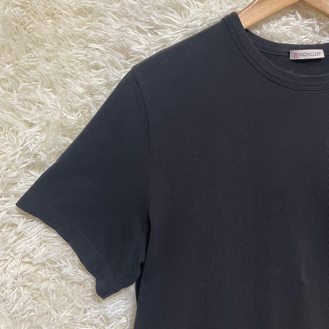 【特別価格】MONCLER ラバー　ロゴ Tシャツ 黒 半袖 立体ロゴ　英字