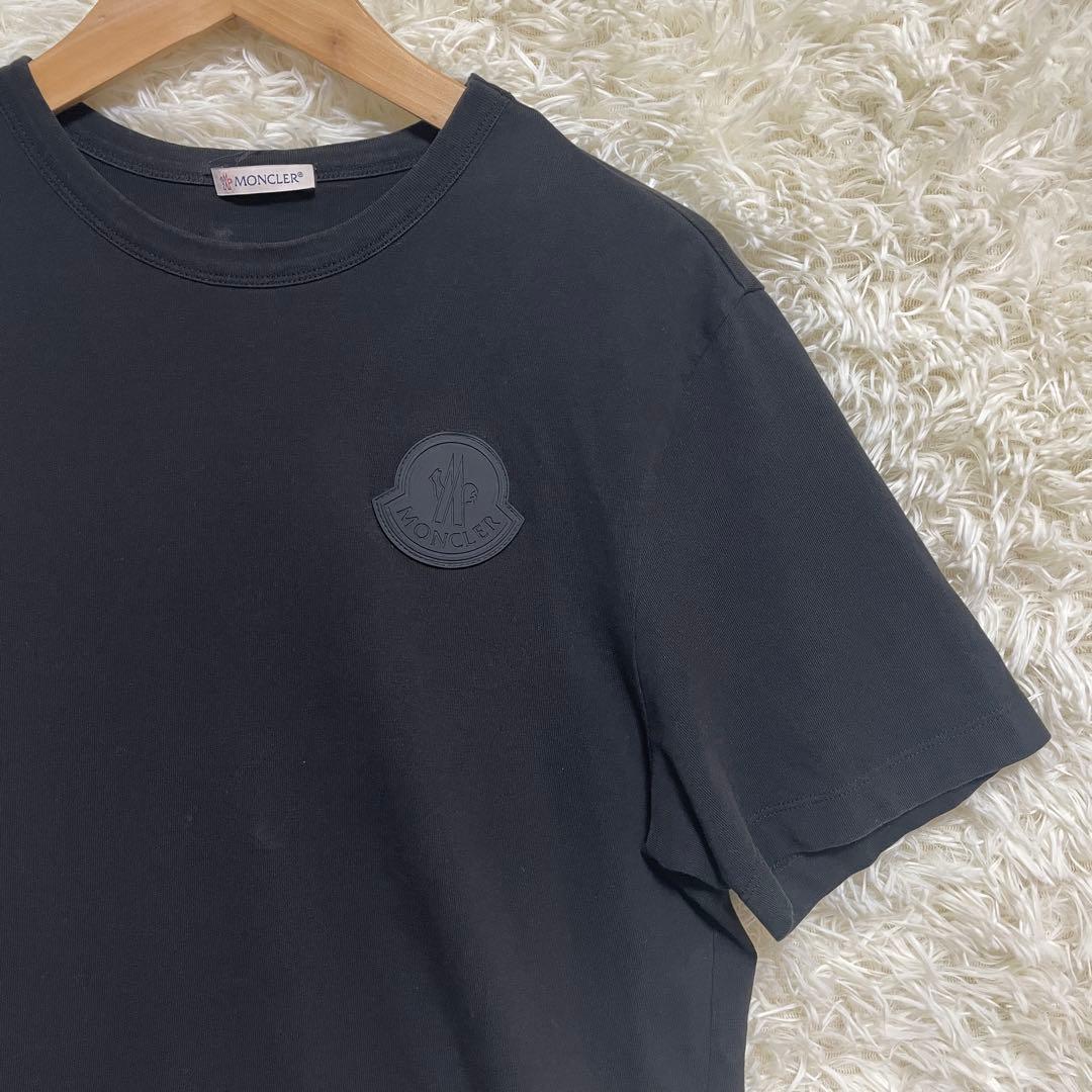 【特別価格】MONCLER ラバー　ロゴ Tシャツ 黒 半袖 立体ロゴ　英字