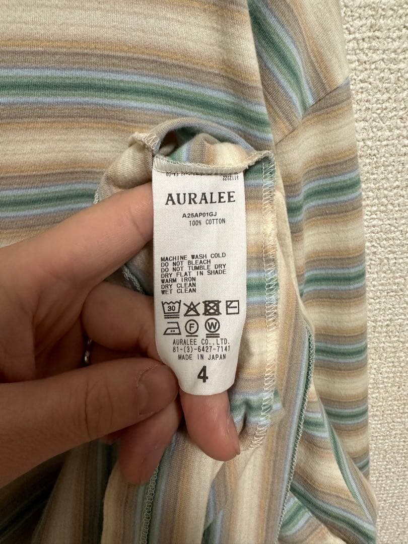トップス AURALEE GRADIENT STRIPE JERSEY L/S TEE 4