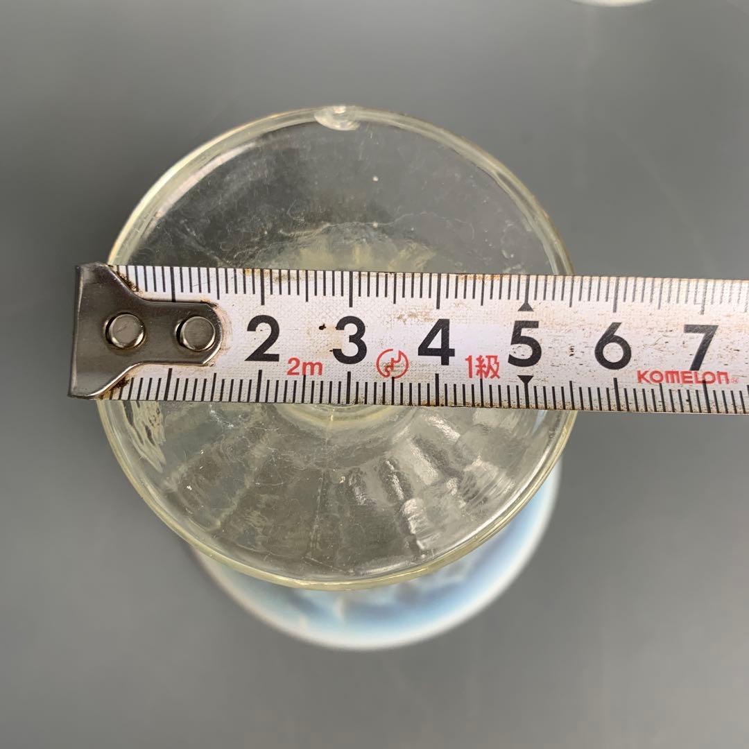 昭和初期　戦前　プレス　乳白青ぼかし　氷コップ　デザートカップ　和ガラス　古硝子