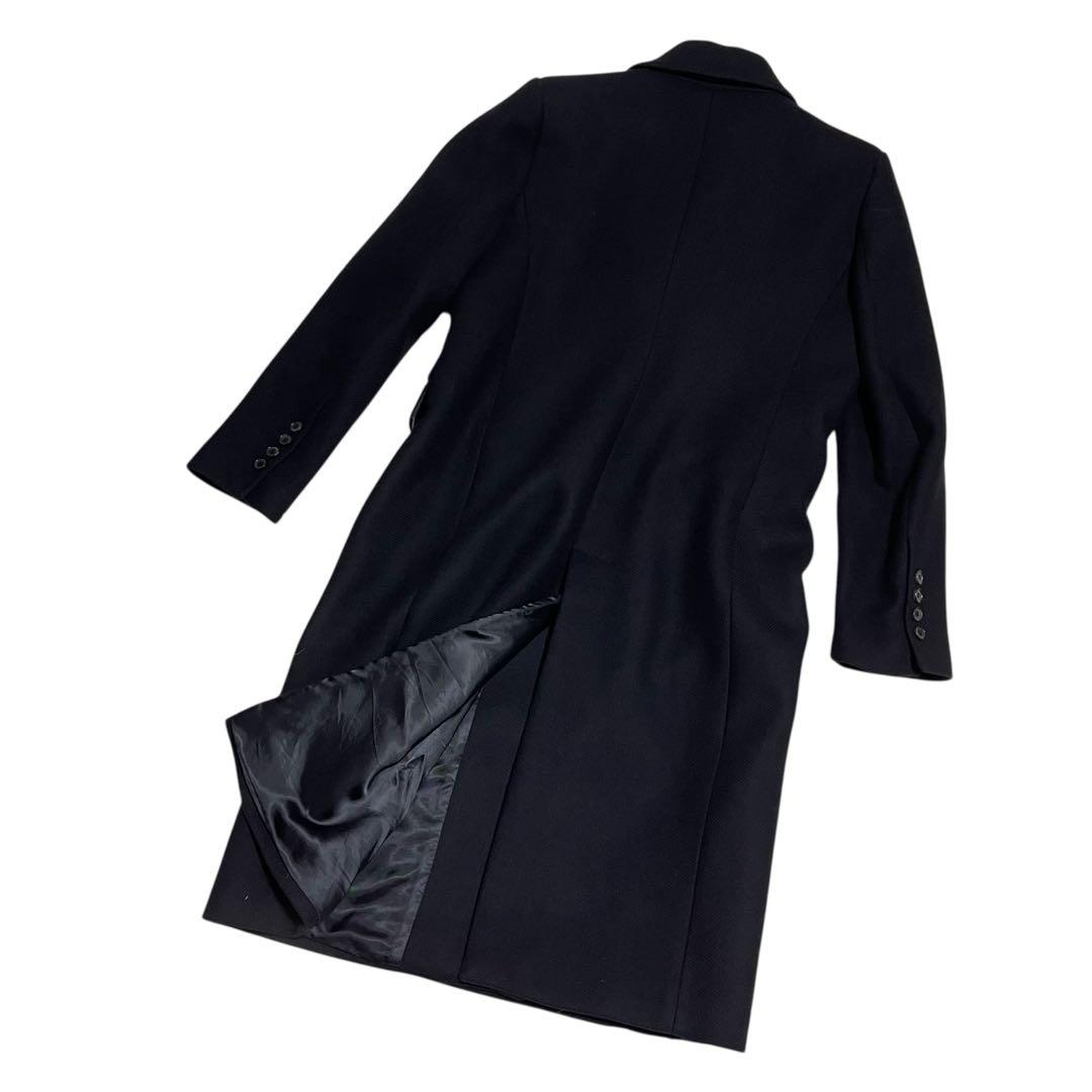 【美品】ZARA ダブルブレスト ウールコート マキシ丈 マンテコ生地 黒 L