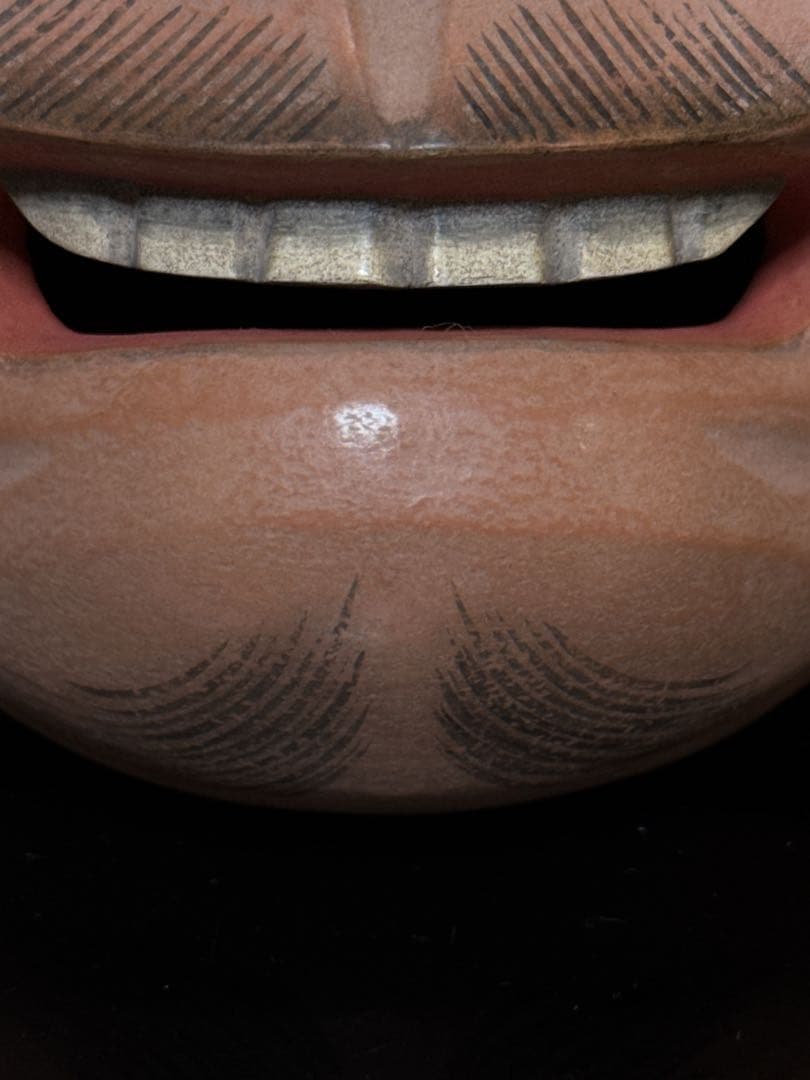 極上 能面 狂言 名人 菅原法房 造 細密極彩彫刻 賢徳 面 共箱付