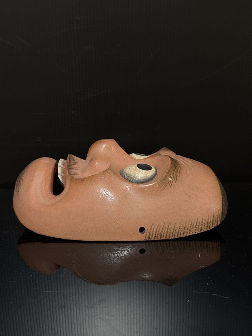 極上 能面 狂言 名人 菅原法房 造 細密極彩彫刻 賢徳 面 共箱付