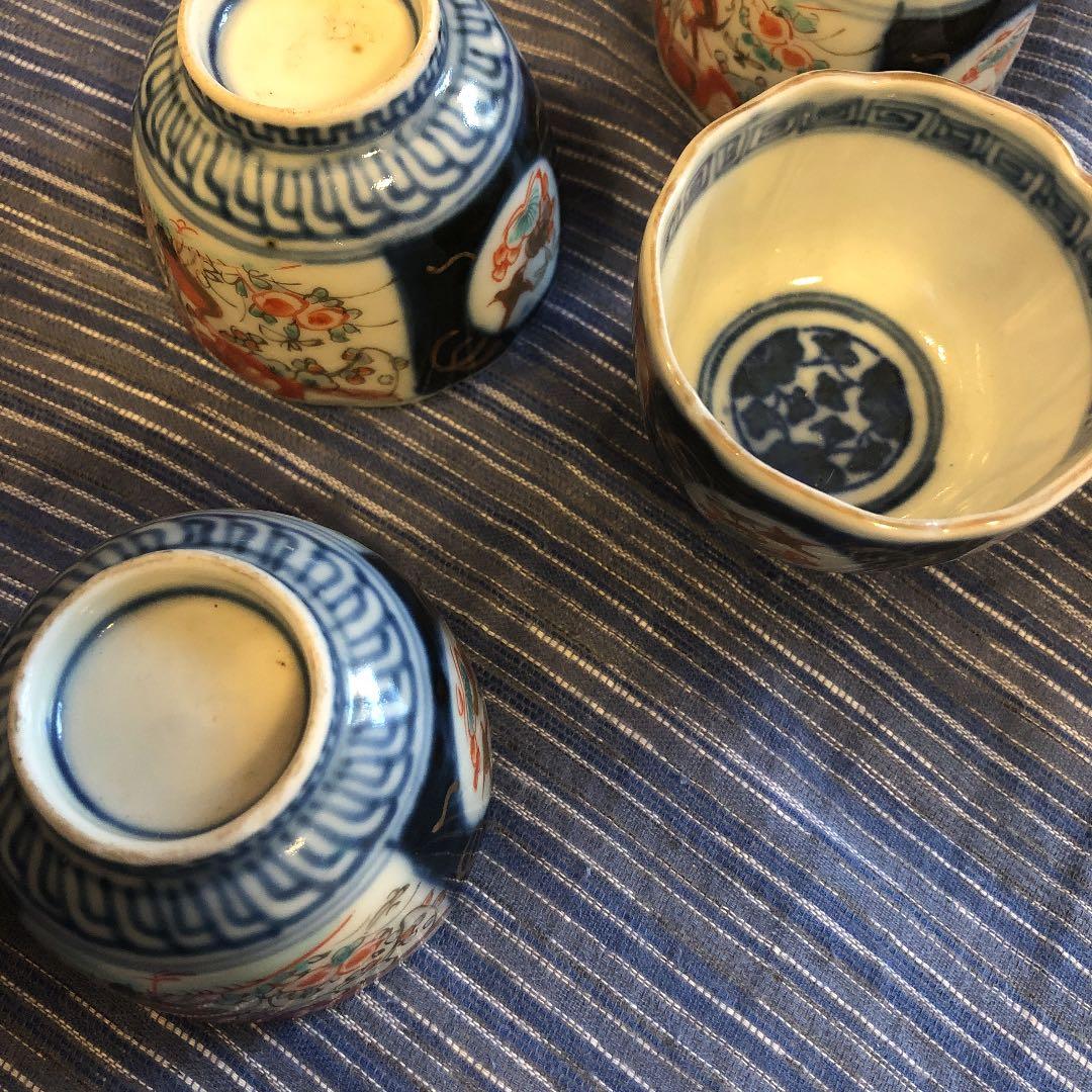 色絵江戸後期ぐい呑器セット