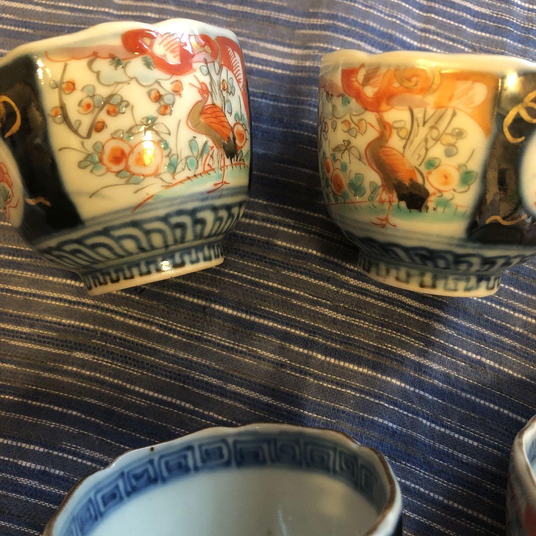 色絵江戸後期ぐい呑器セット